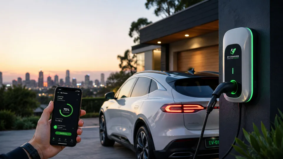 Smart EV charger at a modern home